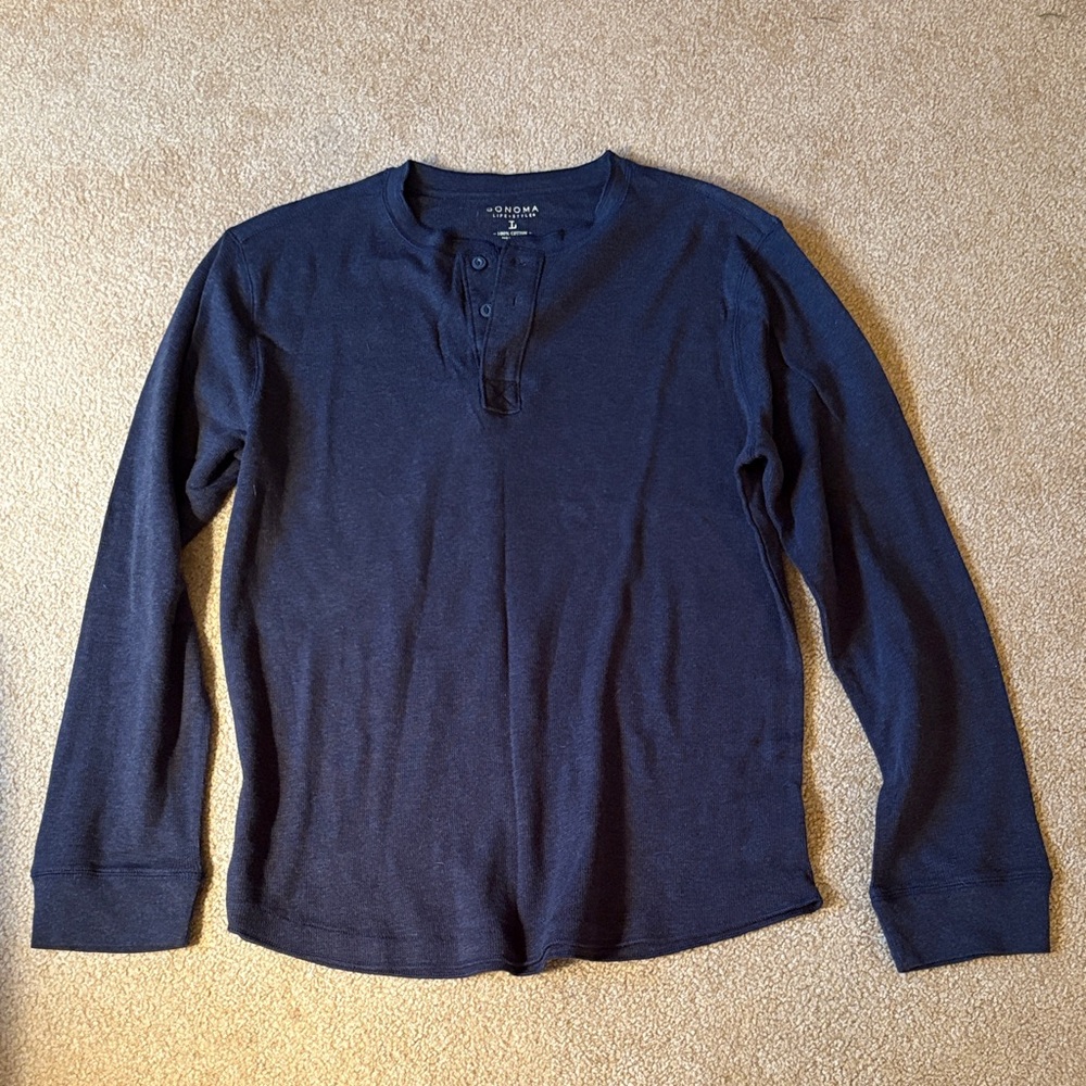 Sonoma Dark Blue Long Sleeve Henley